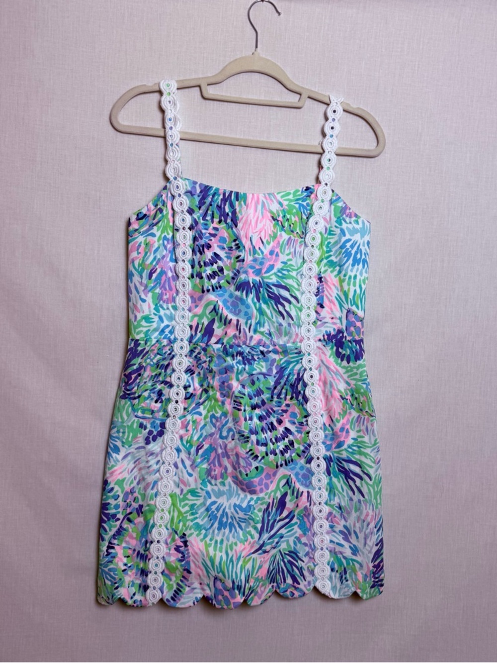Lilly Pulitzer Jesse Romper Dress Size 8 Shell Of A Party Scallop Lace NWT